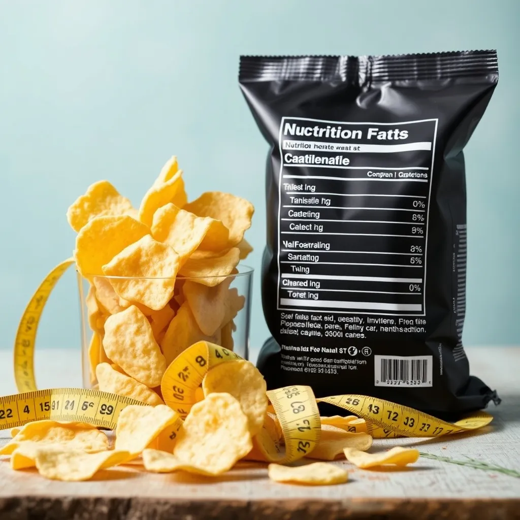 Seseorang sedang membaca label nutrisi pada kemasan keripik